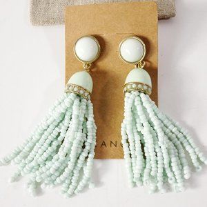 Lee angel Mint Green shiny ball Enamel Crystal Waterfall Bead earrings NWT 138